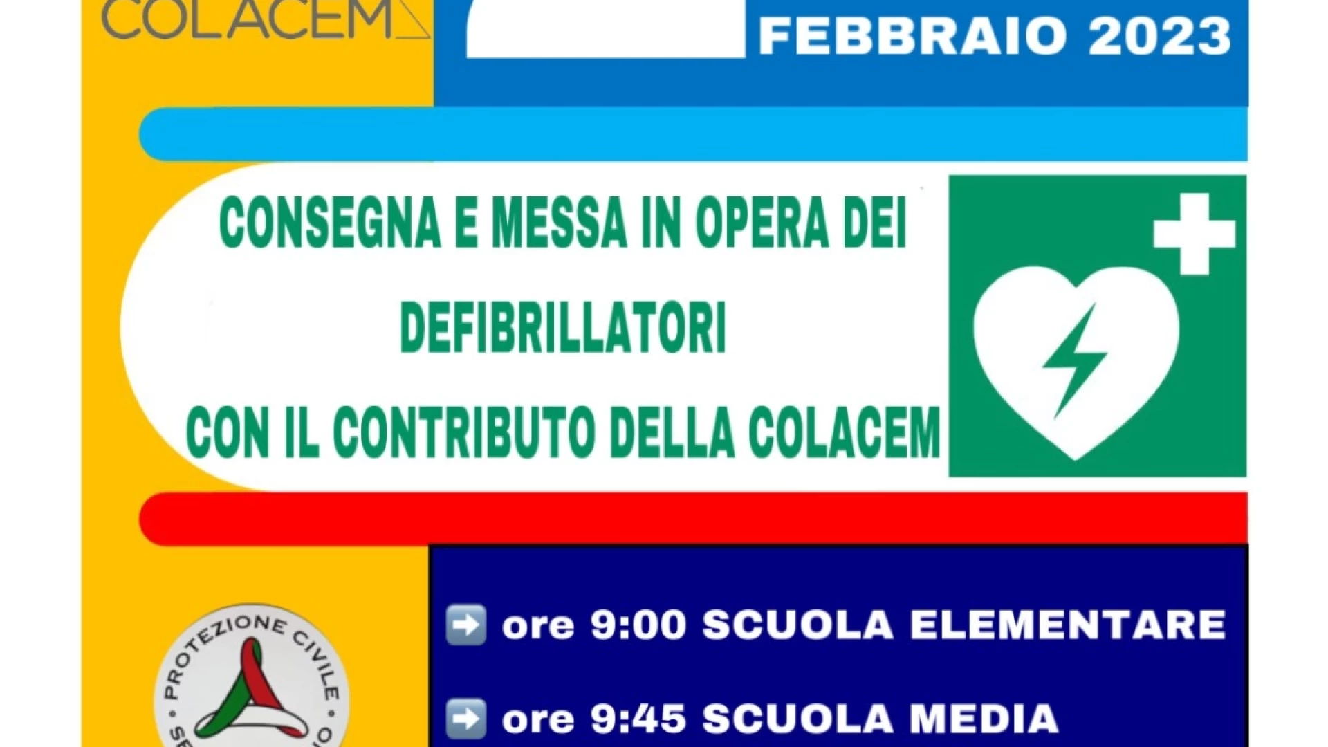 Sesto Campano: giovedì 2 febbraio la cerimonia di consegna e messa in opera dei defibrillatori acquistato con il contributo della Colacem.